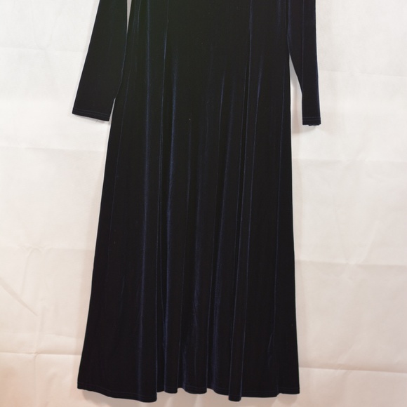 Stretch Blue Velvet Dress SZ L by Moda - Picture 4 of 6